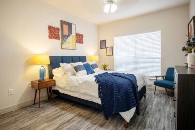 Spacious bedroom with modern finishes at The Enclave Round Rock