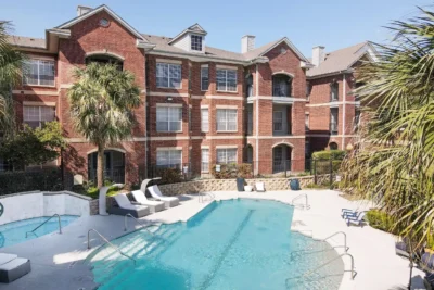 Resort-style pool area at Round Rock apartment community